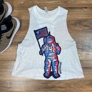WOD Threads CrossFit Cropped Tank Red/White/Blue Astronaut Women's S